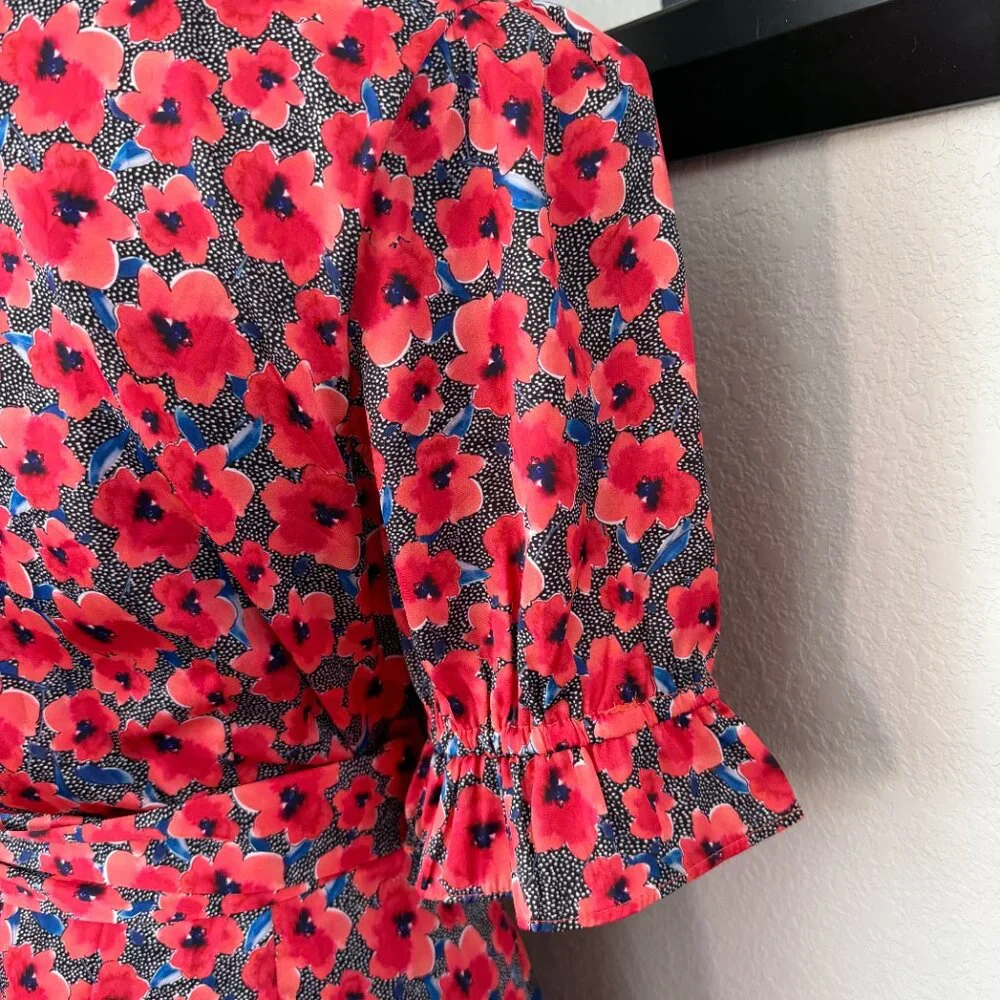 HOUSE OF HARLOW 1960 x Revolve Aja Red Poppy Floral Mini Wrap Dress XL - Picture 11 of 14
